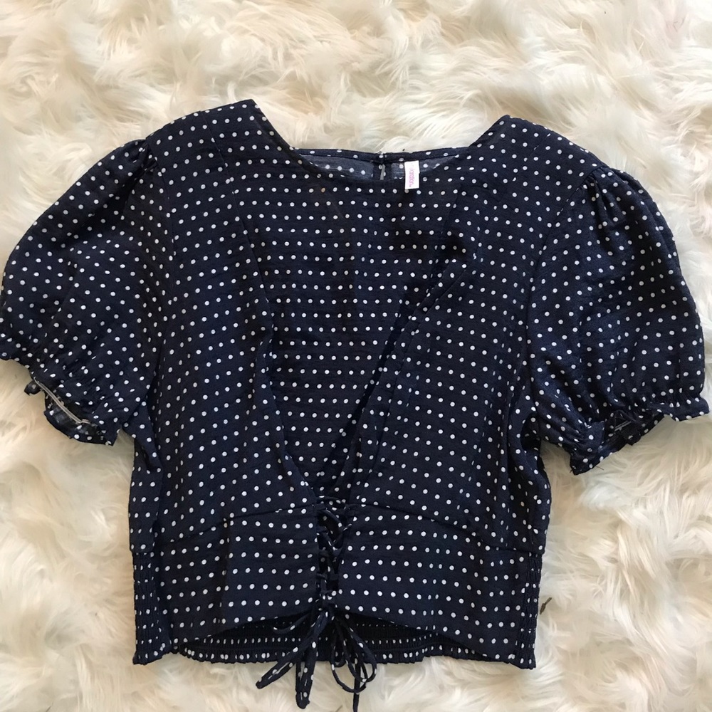 Polka dot blue crop top